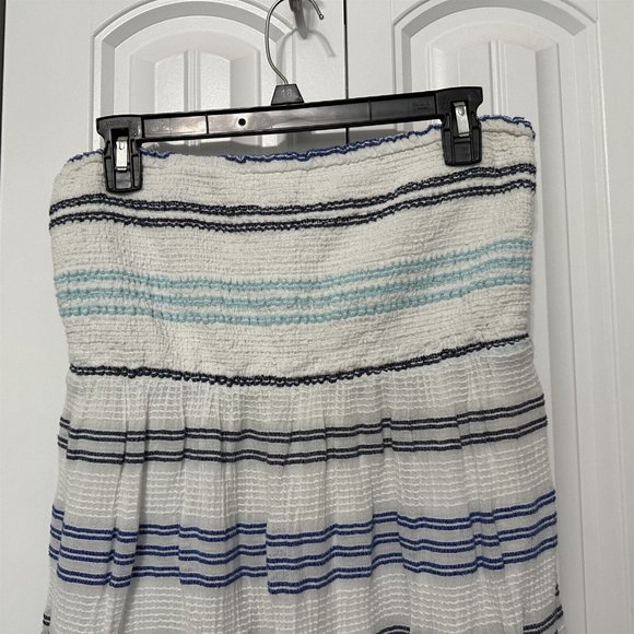 Old Navy Maxi Sundress Dress Strapless Blue White Striped Flowy Large - Picture 2 of 6